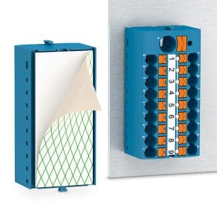 Ein blauer 19-poliger Phoenix Contact Verteilerblock.